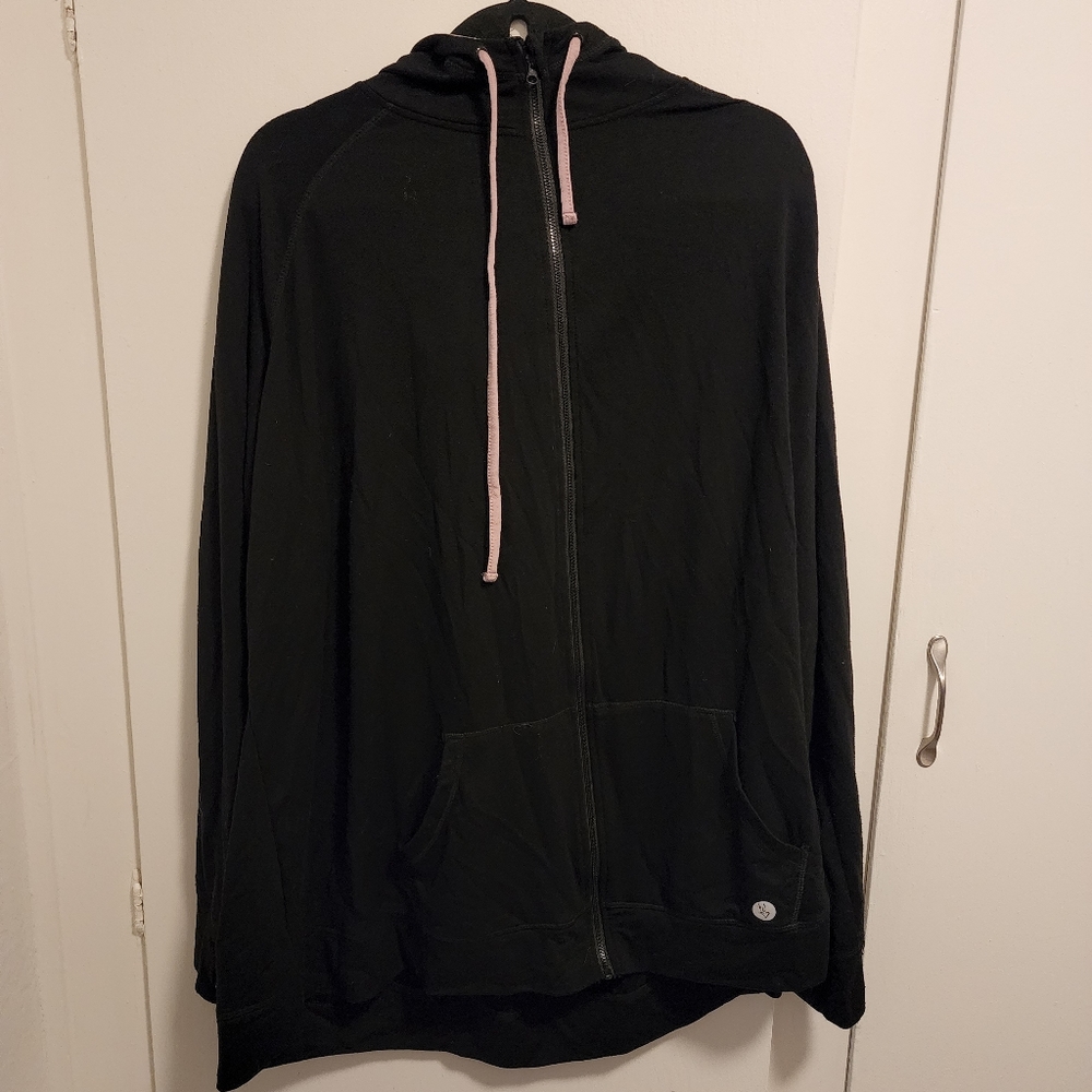 Torrid zip up hoodie black & pink leopard
